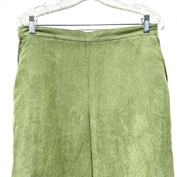 Alfred Dunner Pants 90s Academia Green Office Trousers Slacks Pull On Womens 12P - Picture 3 of 7